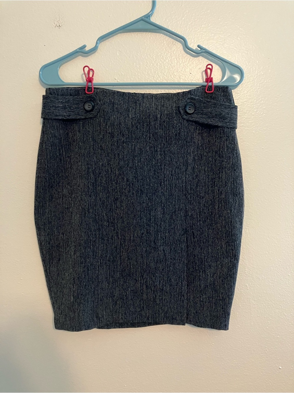 BCX Charcoal Button-Tab Pencil Skirt